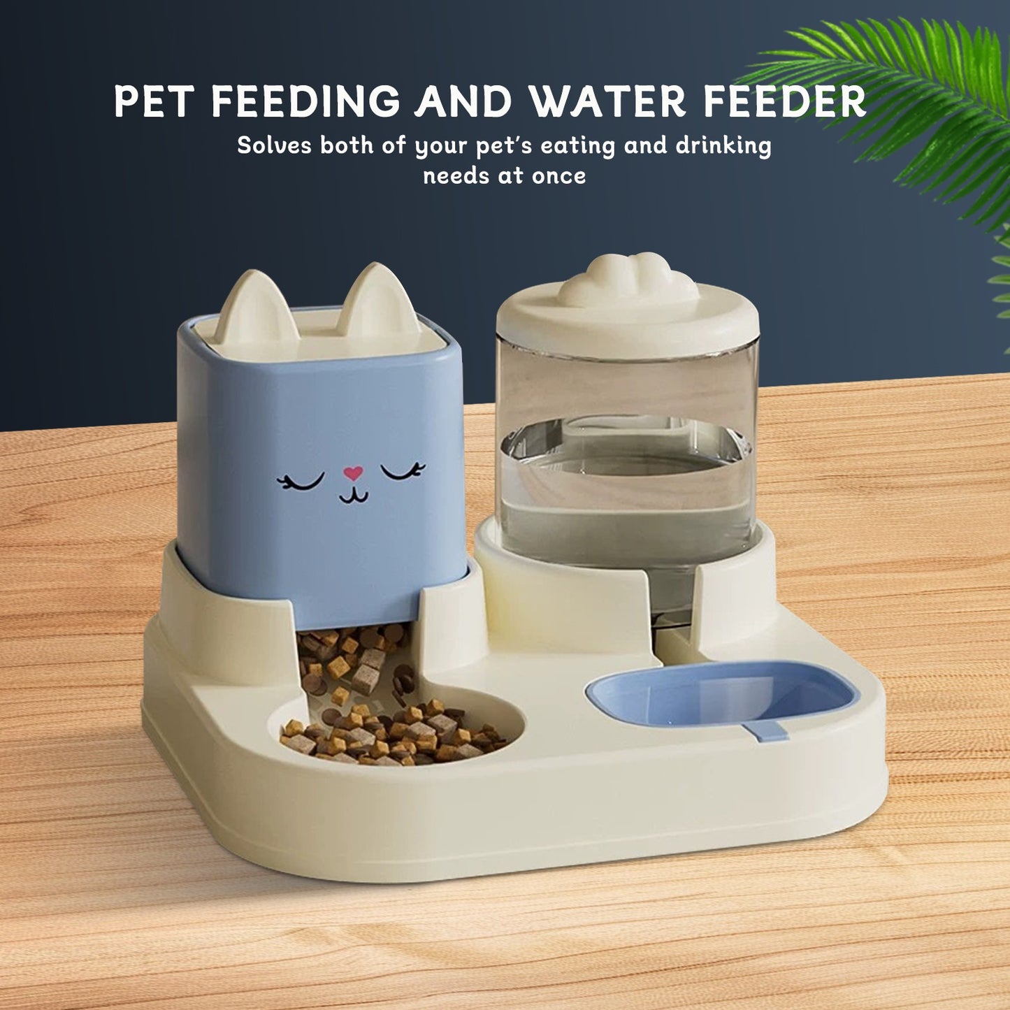 Super Cute Pet Feeding & Drinking Device – Automatic Water Addition with Dry & Wet Separation for Cats & Dogs